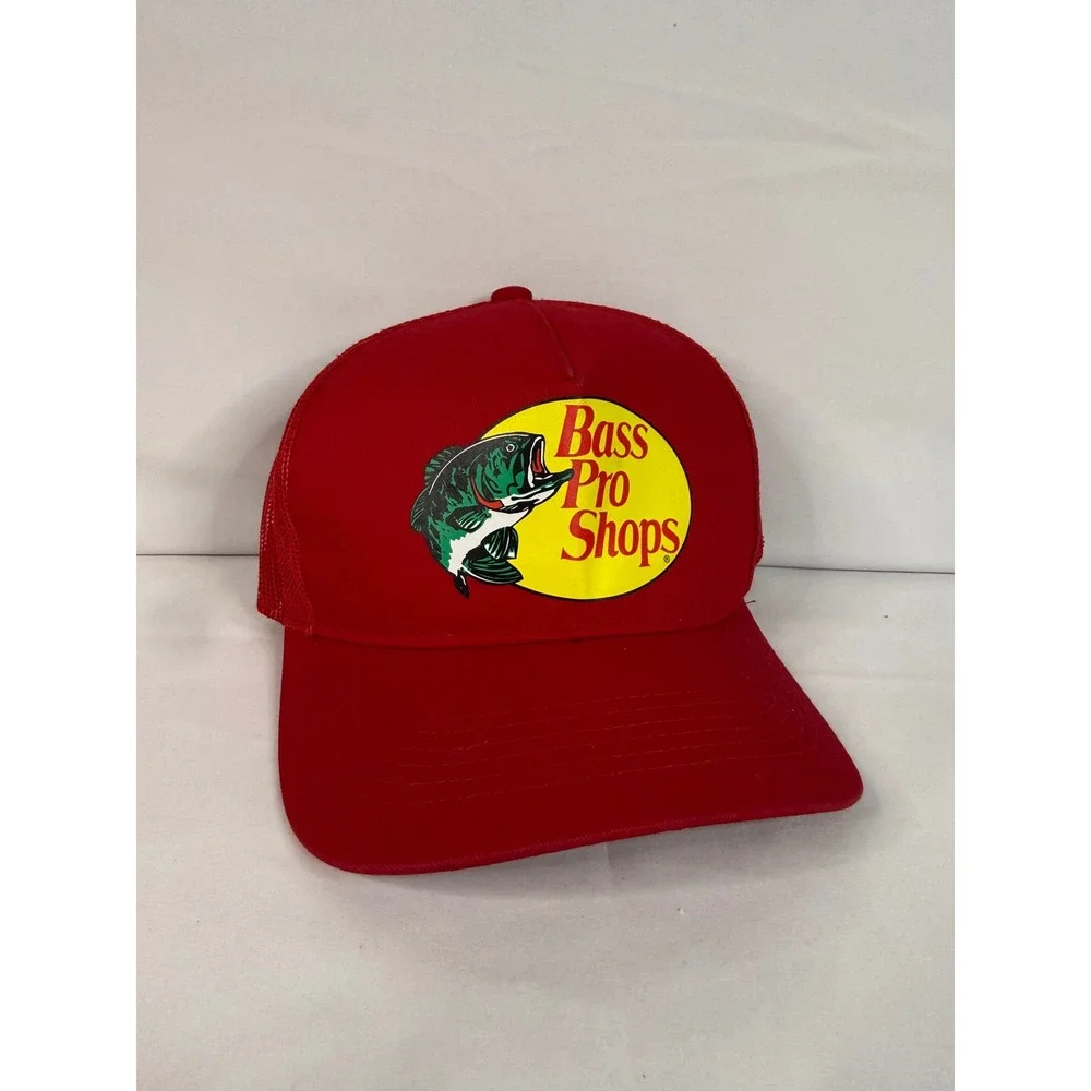 Bass Pro Shops Mesh Trucker Hat Red Snapback Fishing Logo Cap Mens OSFM NWOT